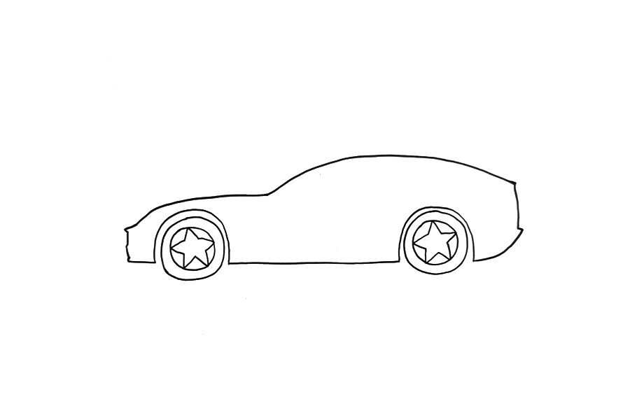 超简单跑车简笔画画法步骤-图2