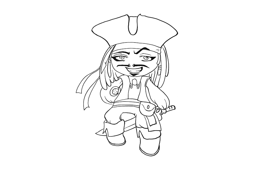 杰克船长简笔画画法步骤-图3