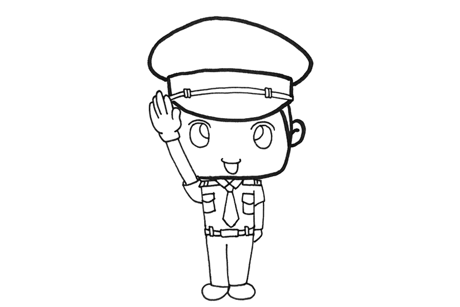 可爱交警叔叔怎么画-图3