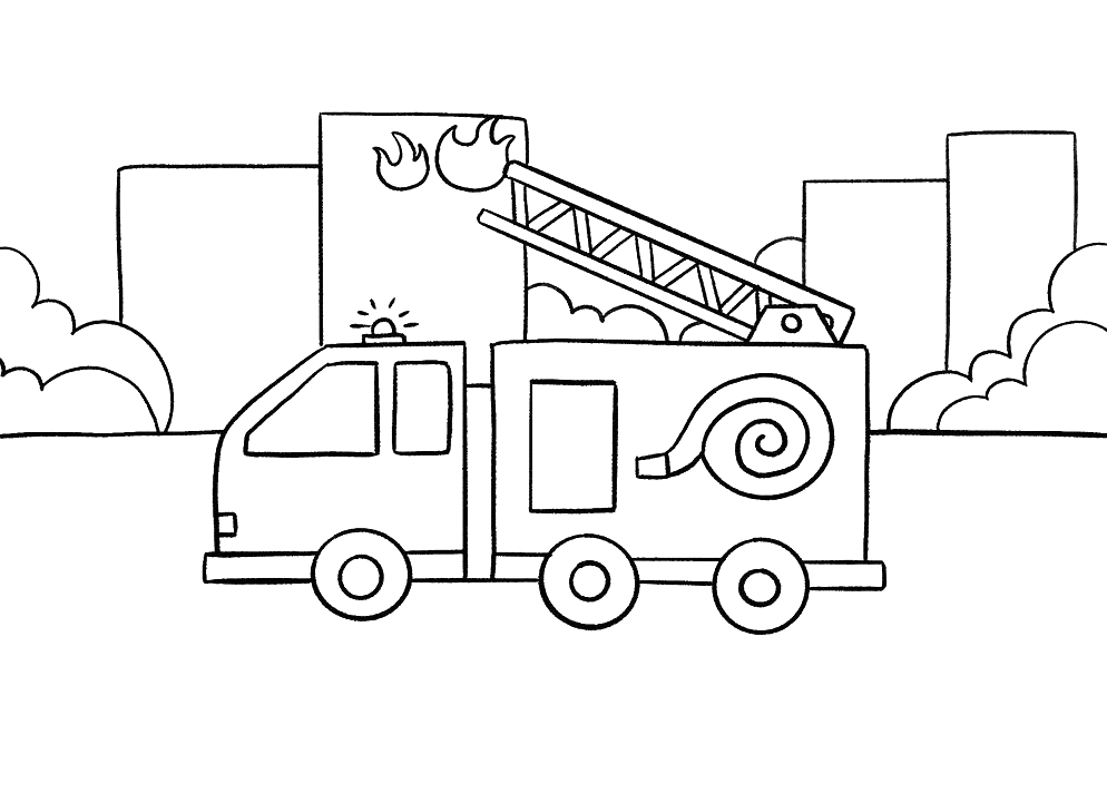 步骤10：我们可以在楼房处画出几个小火苗，这样画面就很会变得很有故事性、很生动哦。