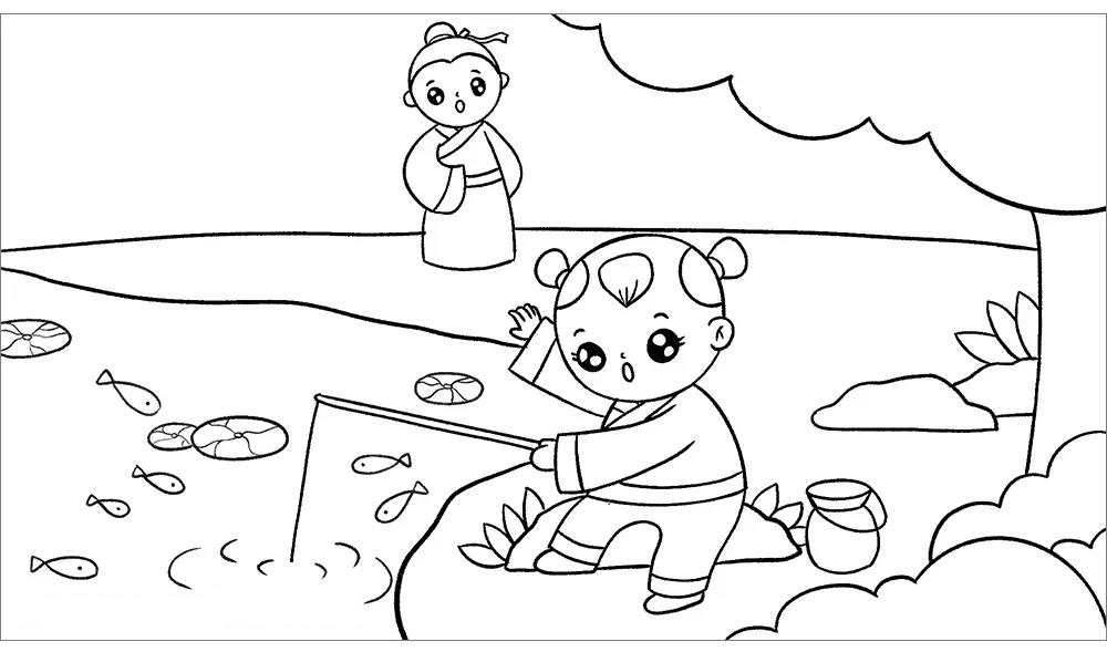 古诗绘画 小儿垂钓-图12