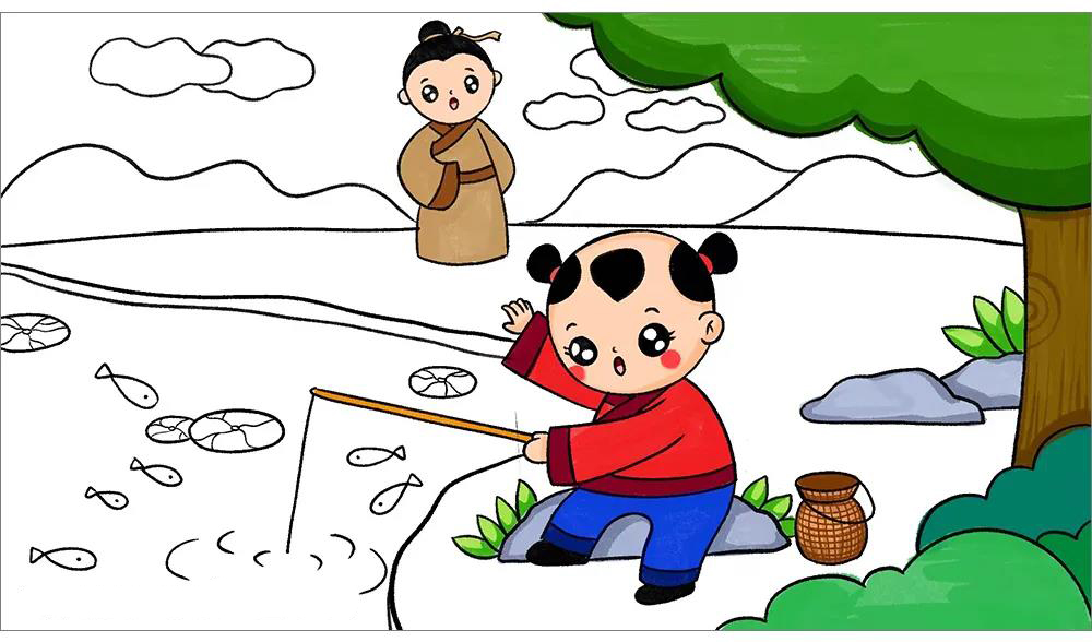 古诗绘画 小儿垂钓-图18