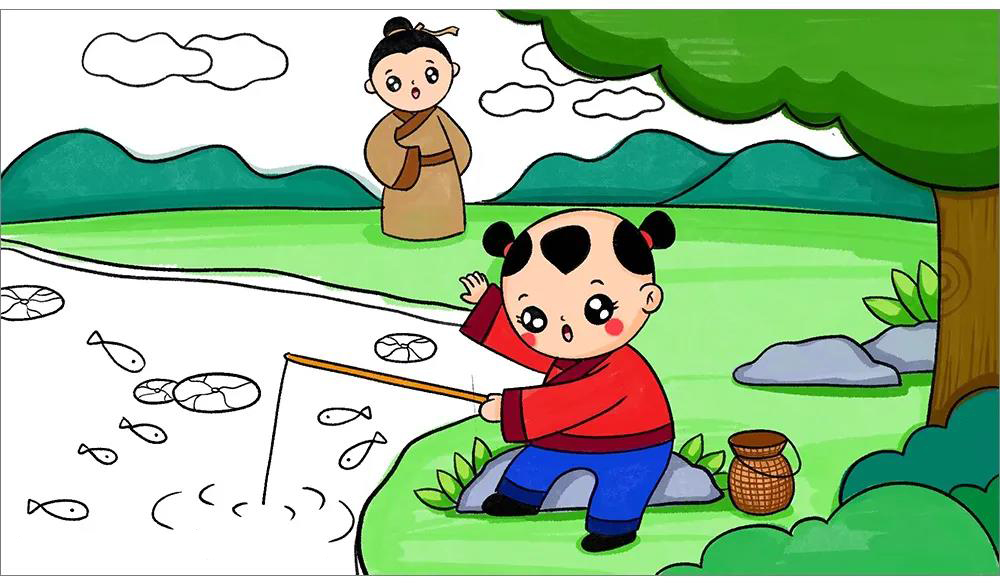 古诗绘画 小儿垂钓-图19