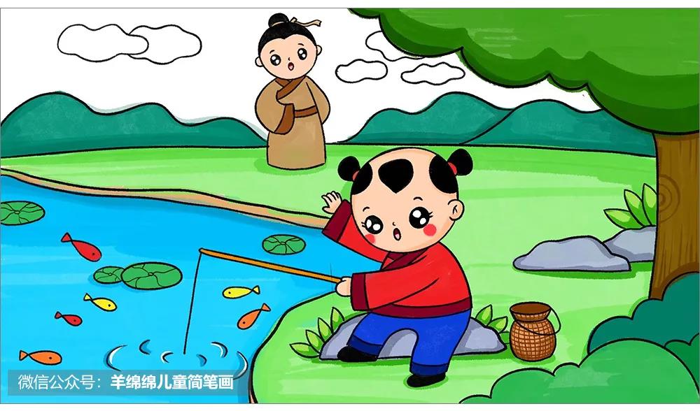 古诗绘画 小儿垂钓-图20