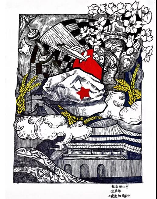 党的100年儿童绘画作品-图1