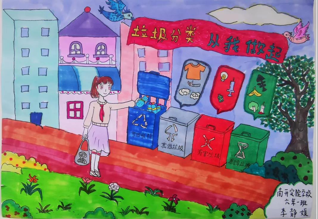 垃圾分类从我做起儿童画-图2