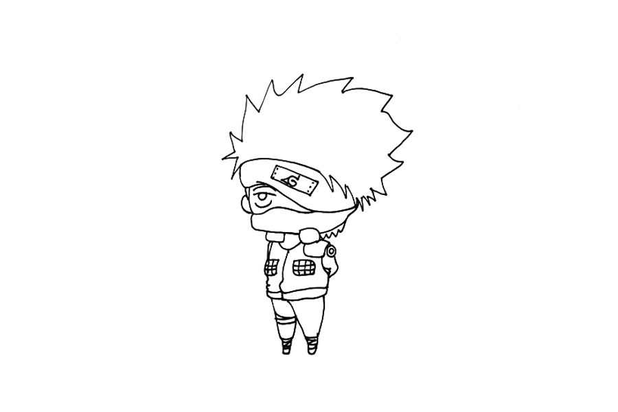 卡卡西简笔画教程-图4