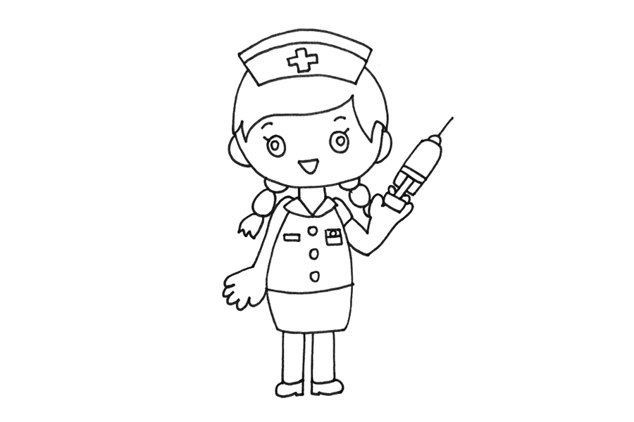 可爱护士简笔画画法步骤-图4