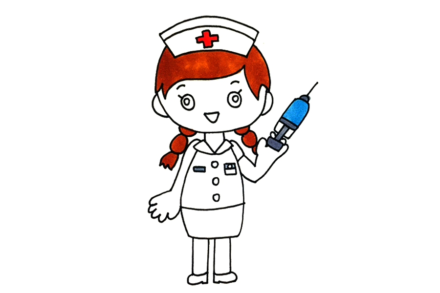 可爱护士简笔画画法步骤-图5