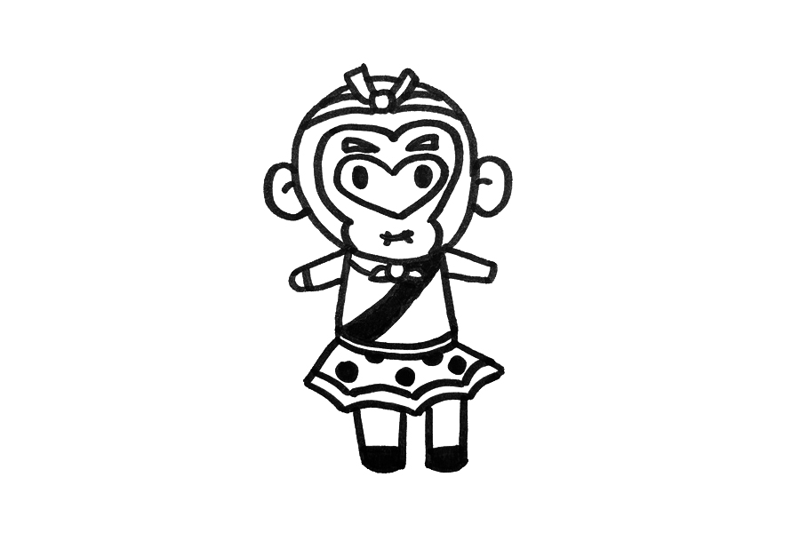 一步一步学画孙悟空简笔画-图3