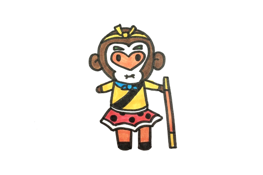 一步一步学画孙悟空简笔画