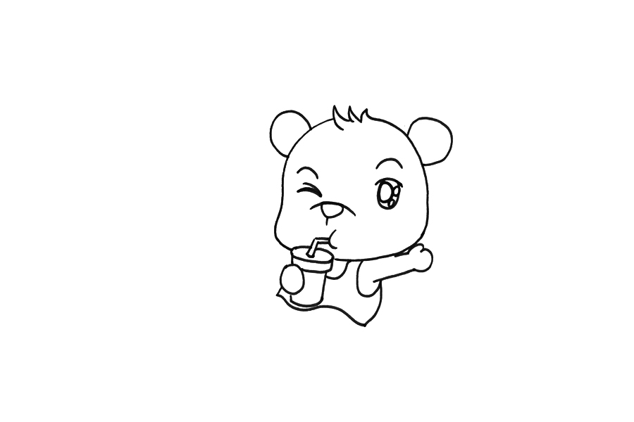 度假小熊简笔画画法步骤-图2