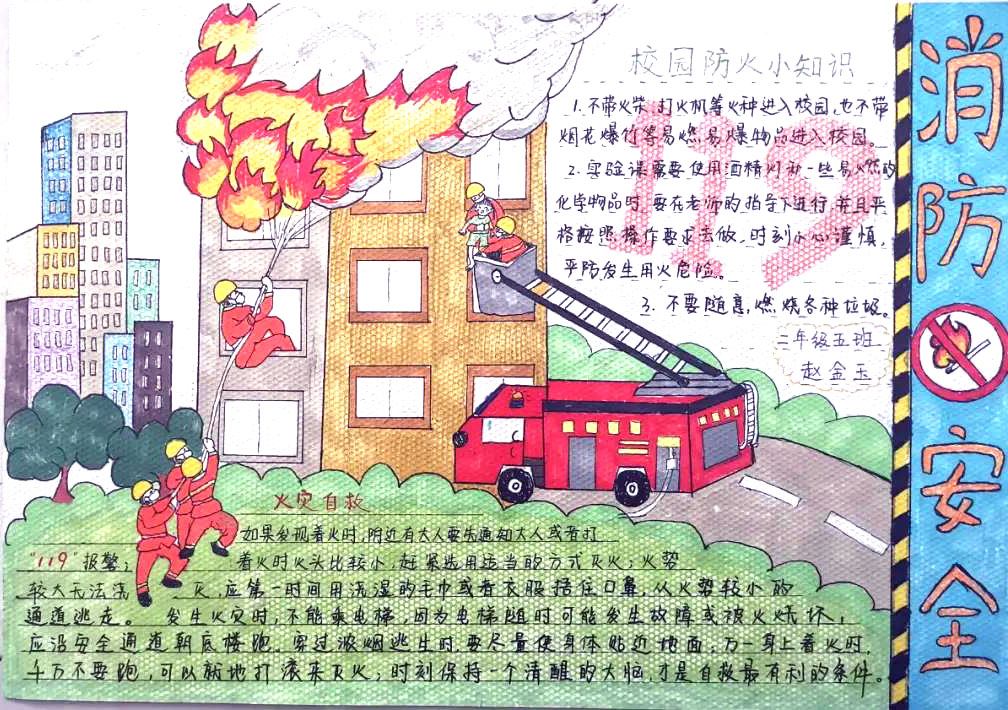 致敬消防英雄，消防安全从小做起手抄报-图8