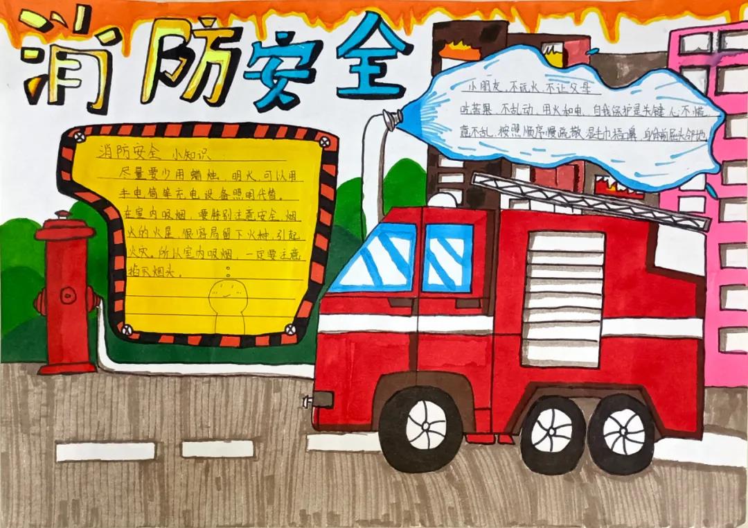 消防记心间，防患于未然手抄报绘画-图9