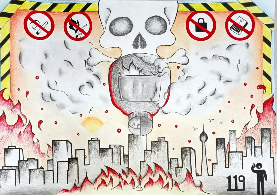 关注消防珍爱生命儿童画绘画-图2