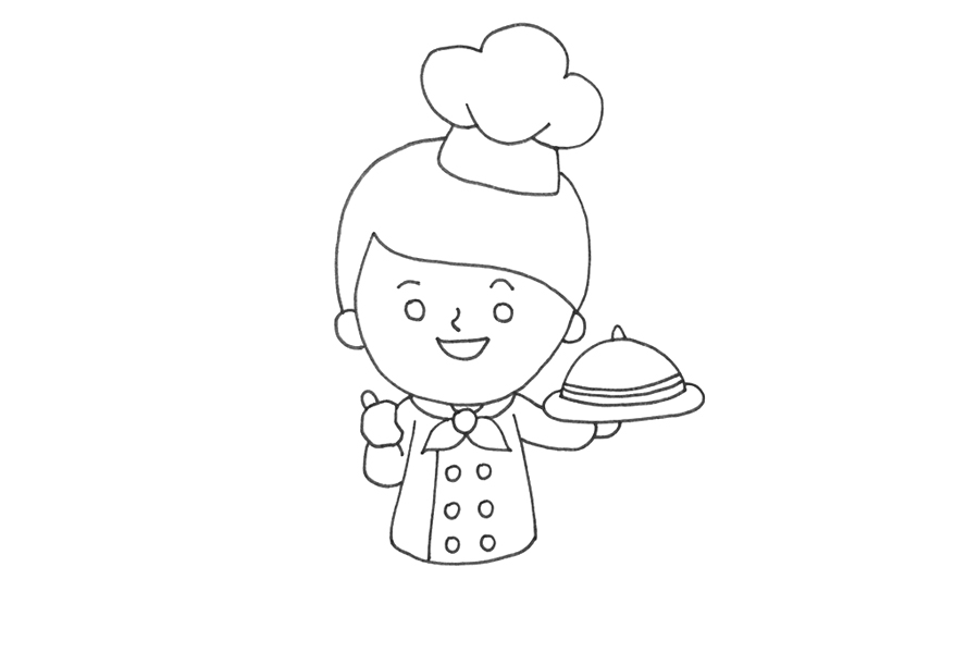 可爱厨师简笔画画法步骤-图3
