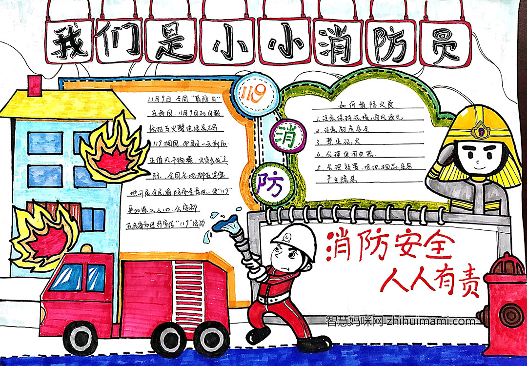 一二年级消防安全手抄报简单又漂亮-图1