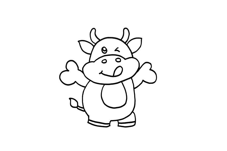 卡通小牛简笔画画法步骤-图3