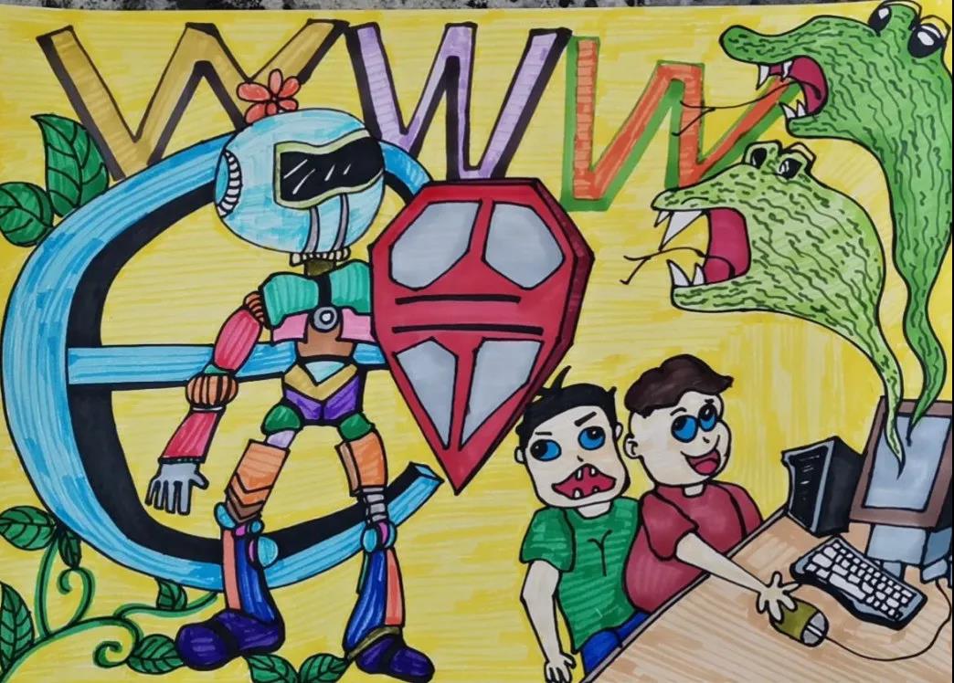 网络安全儿童创意画