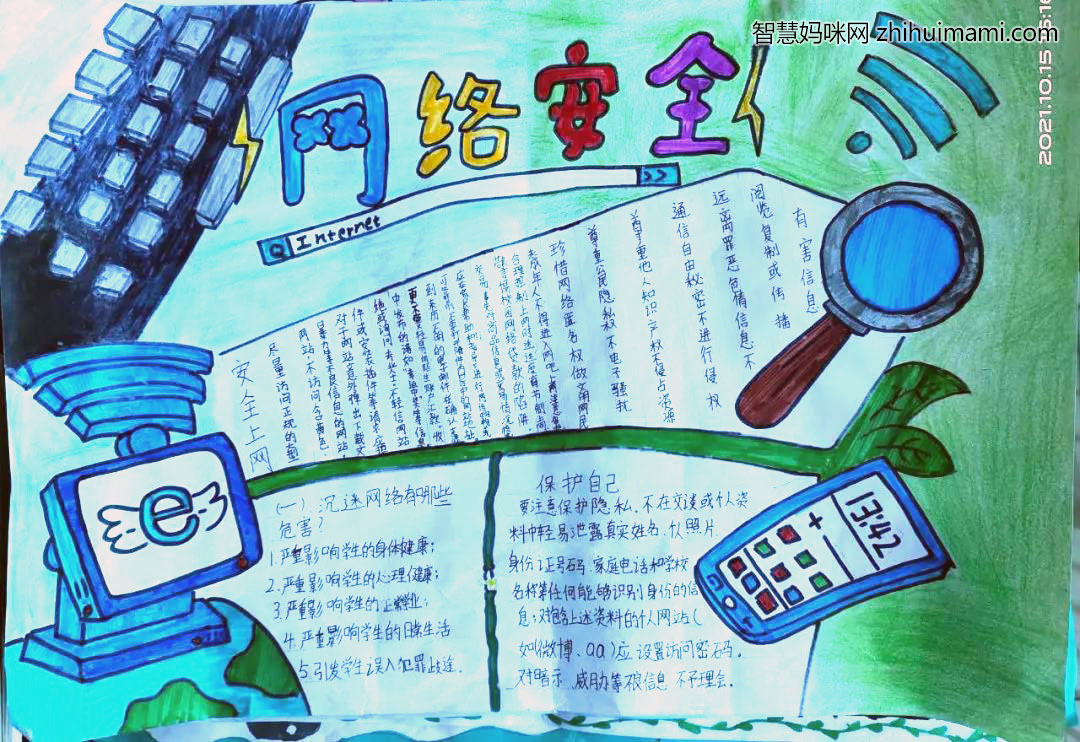 五年级网络安全手抄报绘画-图6