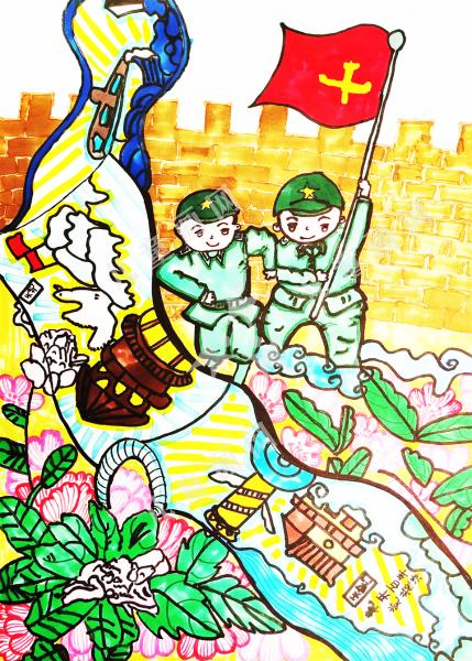 扬起党的风帆绘画