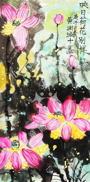 映日荷花别样红儿童画