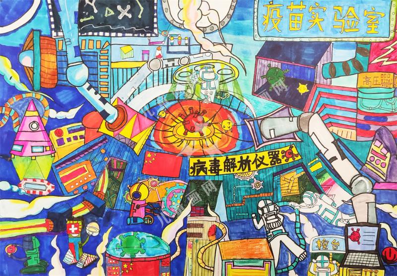 病毒解析仪器创意画