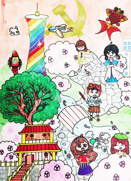 幸福成长的我们创意画