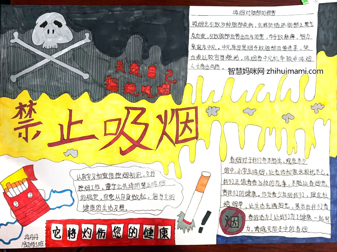 世界无烟日-共创无烟校园手抄报-图1