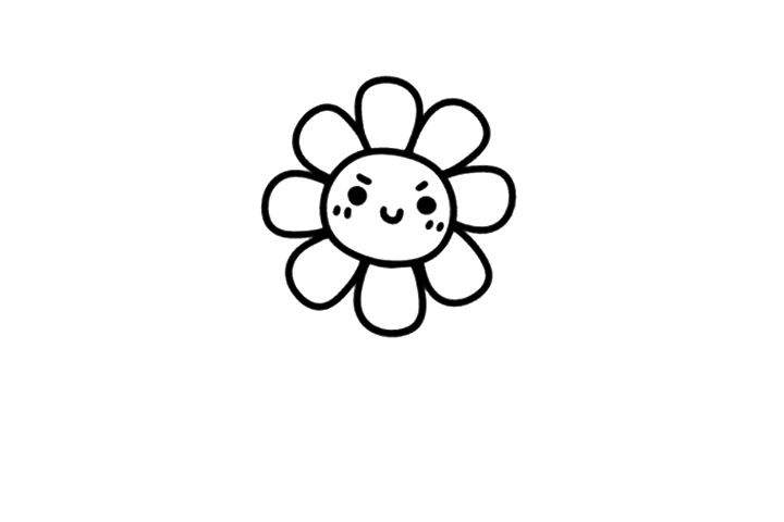 可爱卡通小菊花简笔画教程-图2