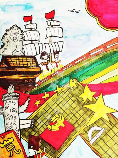 100周年快乐儿童绘画
