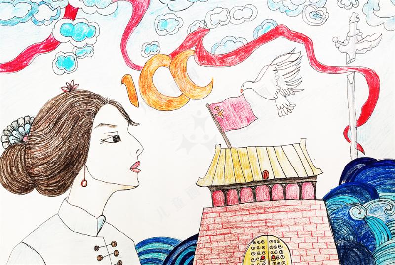 为国喝彩爱国绘画作品