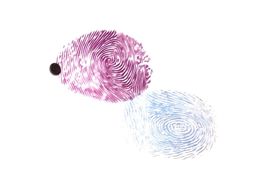 步骤3：在第一个指印的前方画上圆圆的黑点。