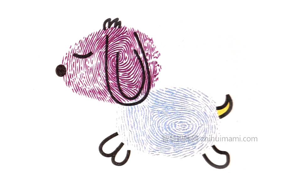 可爱小狗手指画画法步骤