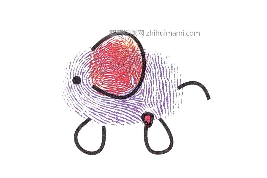 步骤3：如图画出大象的腿、尾巴、眼睛和耳朵。