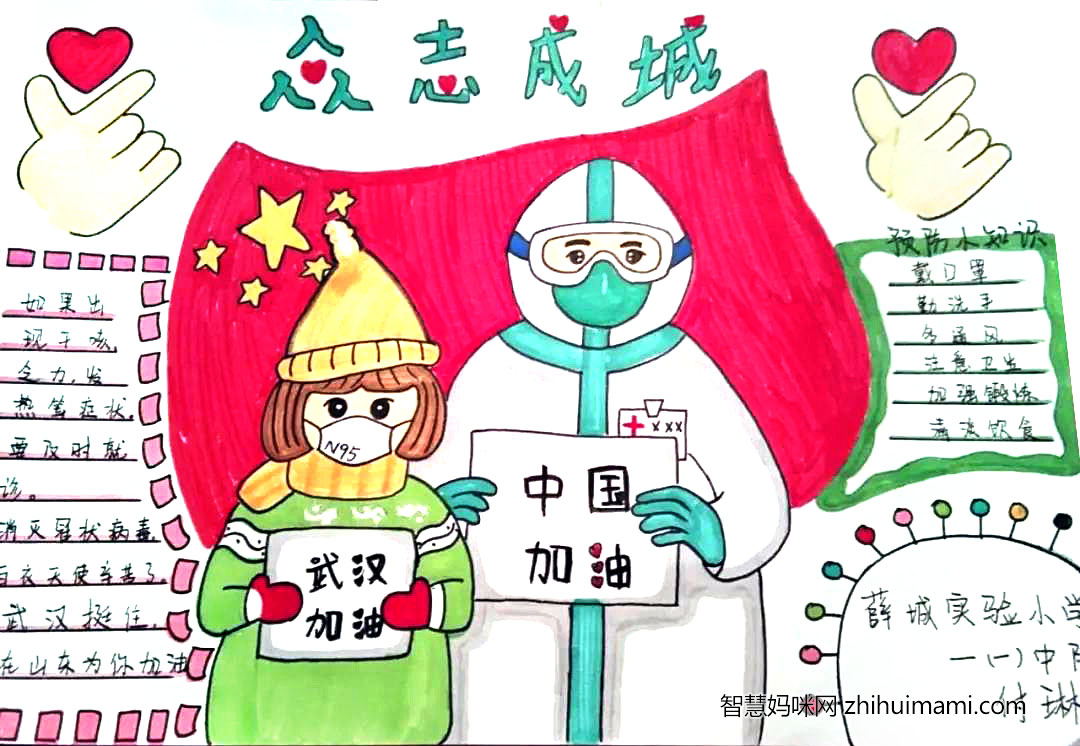 万众一心决胜疫情手抄报-图1