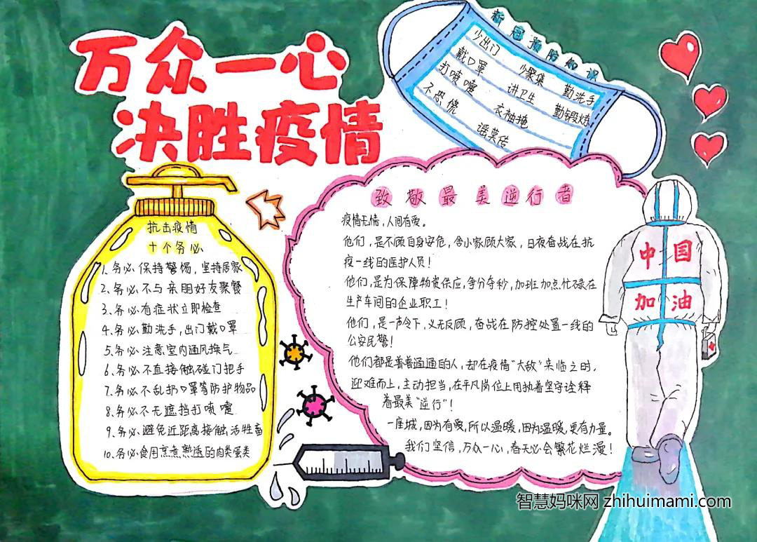 万众一心决胜疫情手抄报-图3
