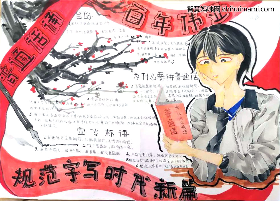 “写规范字，说普通话”主题手抄报图片-图3