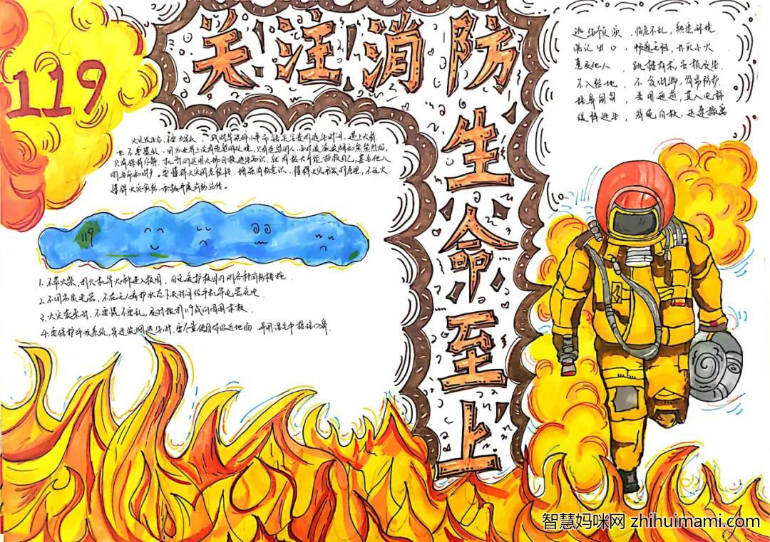 关于消防安全的手抄报二年级-图1
