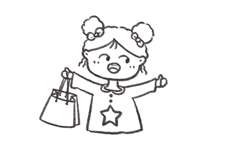 购物小女孩简笔画教程-图6