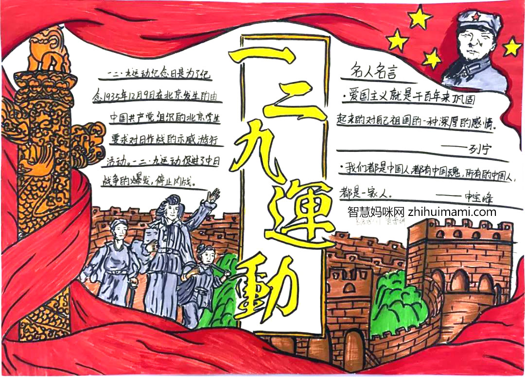 纪念一二九运动86周年手抄报一等奖-图5