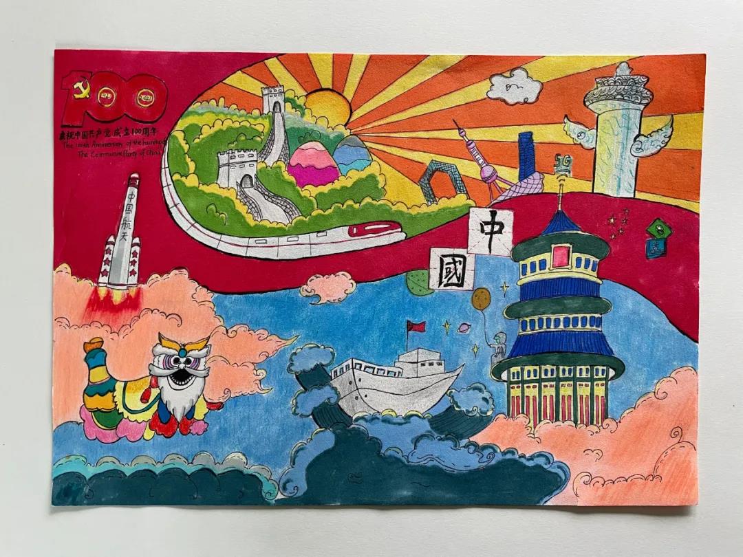 “童心向党 逐梦未来" 主题小报绘画-图3