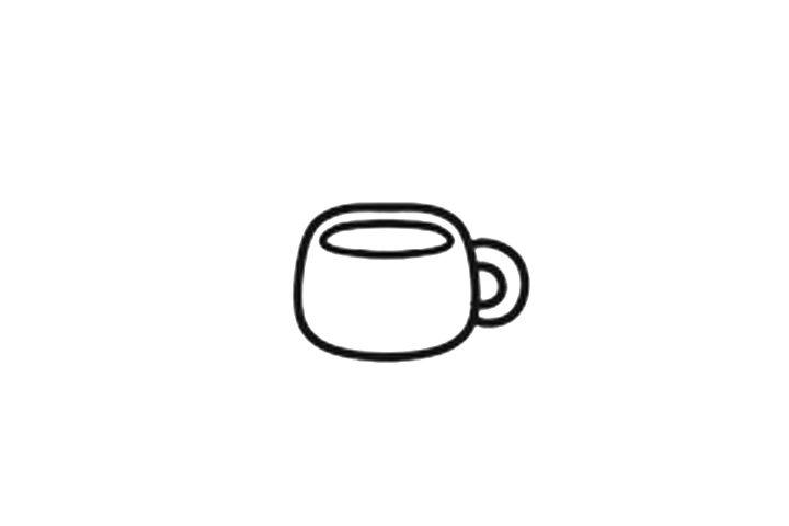 简单可爱的咖啡杯简笔画画法步骤-图2