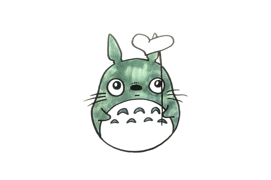 可爱龙猫简笔画画法教程-图5