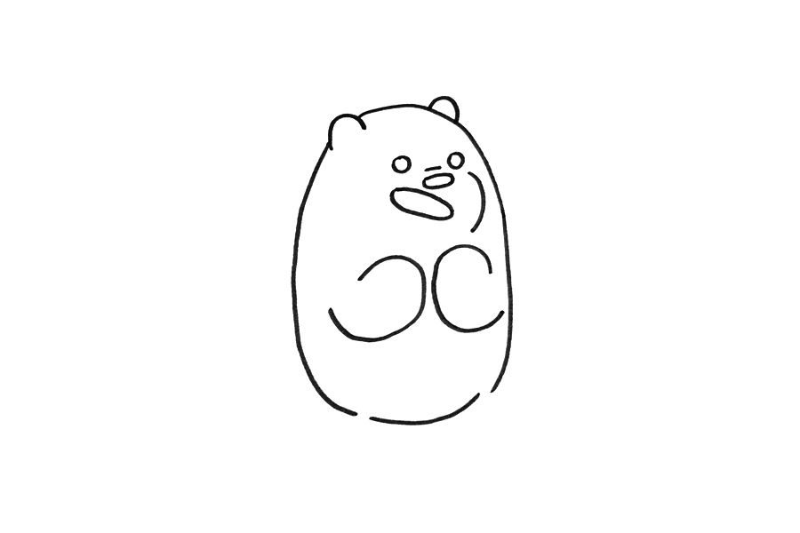 裸熊简笔画画法步骤-图2