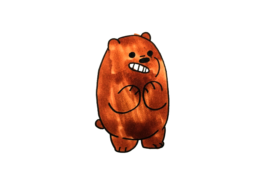 裸熊简笔画画法步骤