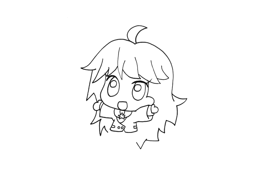 超萌漫画小女孩简笔画画法-图2