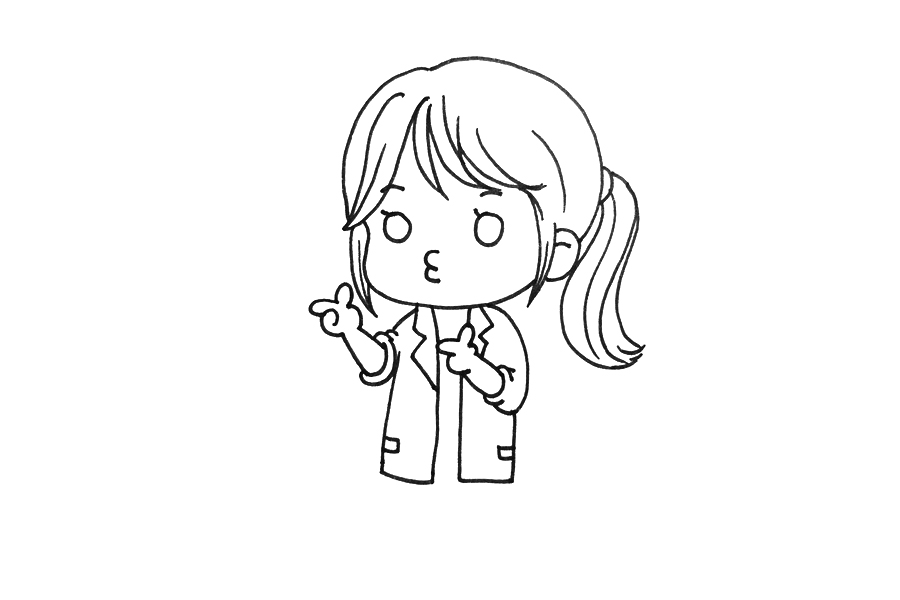 美丽女医生简笔画画法步骤-图3