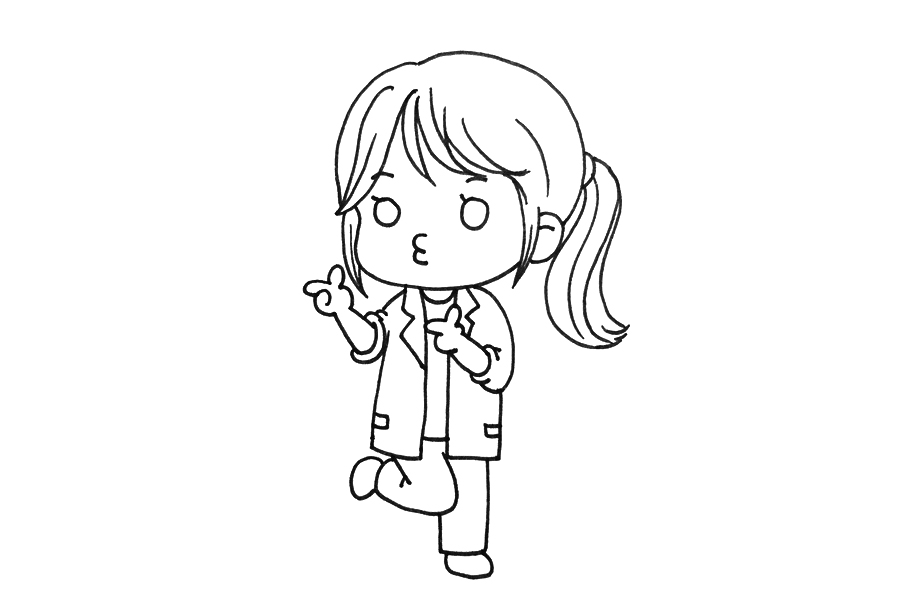 美丽女医生简笔画画法步骤-图4