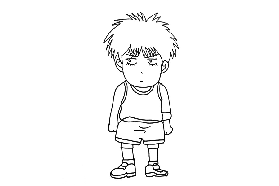 流川枫简笔画画法步骤-图5